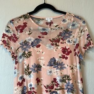 Francesca’s Ellen Mesh Slip Shift Dress | Women’s Size Medium | Floral Pink